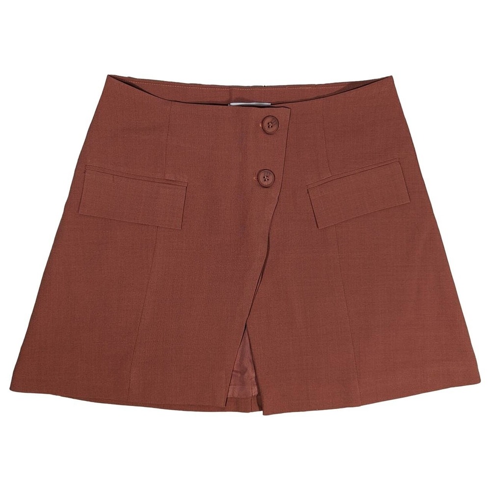 WeWoreWhat Blazer Skirt Brown Button Front Asymmetrical A-Line Size S